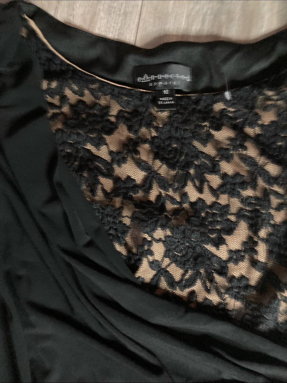 connected apparel Black Lace-Front Midi Dress